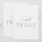 Elegante Sage Green & Blue Wedding Tischnummer (Vorne/Hinten)