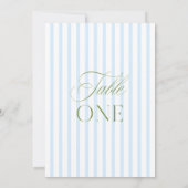 Elegante Sage Green & Blue Wedding Tischnummer (Rückseite)