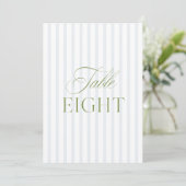 Elegante Sage Green & Blue Wedding Tischnummer (Stehend Vorderseite)