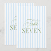 Elegante Sage Green & Blue Wedding Tischnummer (Vorne/Hinten)