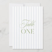 Elegante Sage Green & Blue Wedding Tischnummer (Vorderseite)