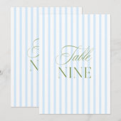 Elegante Sage Green & Blue Wedding Tischnummer (Vorne/Hinten)