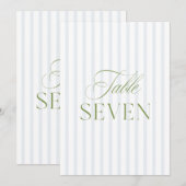 Elegante Sage Green & Blue Wedding Tischnummer (Vorne/Hinten)