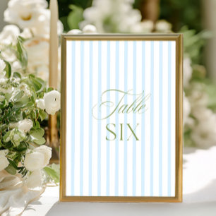 Elegante Sage Green & Blue Wedding Tischnummer