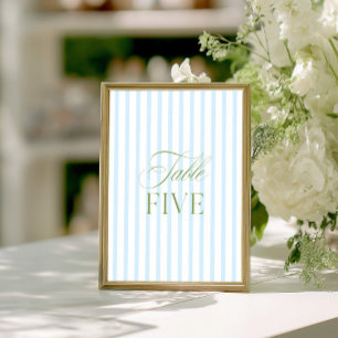 Elegante Sage Green & Blue Wedding Tischnummer