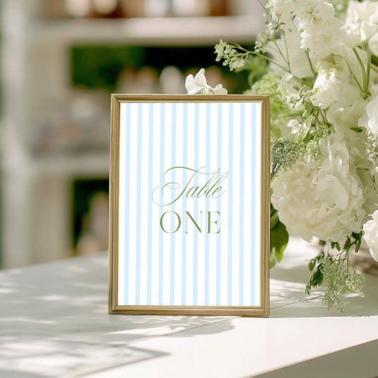 Elegante Sage Green & Blue Wedding Tischnummer