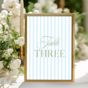 Elegante Sage Green & Blue Wedding Tischnummer