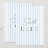 Elegante Sage Green & Blue Wedding Tischnummer (Vorne/Hinten)
