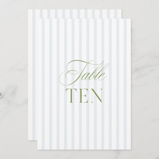 Elegante Sage Green & Blue Wedding Tischnummer (Vorne/Hinten)