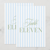 Elegante Sage Green & Blue Wedding Tischnummer (Vorne/Hinten)