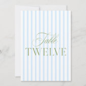 Elegante Sage Green & Blue Wedding Tischnummer (Vorderseite)
