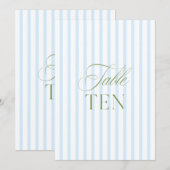 Elegante Sage Green & Blue Wedding Tischnummer (Vorne/Hinten)