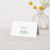 Elegante Sage Green Blue White Floral Wedding Platzkarte (Rückseite)