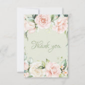 Elegante Sage Green Blush Bloral Baby Dusche Dankeskarte (Vorderseite)
