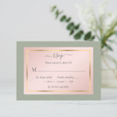 Elegante Sage Green Blush Gold Wedding RSVP Karten (Stehend Vorderseite)