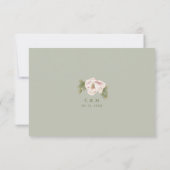 Elegante Sage Green Blush Peony Floral Wedding RSV RSVP Karte (Rückseite)