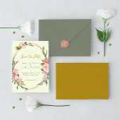 Elegante Sage Green Blush Pink Floral Gold Hochzei Save The Date