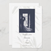 Elegante Sage Green Botanical Wedding Dankeskarte (Vorne/Hinten)