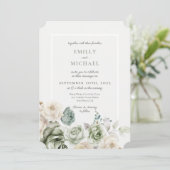 Elegante Sage Green Botanical Wedding Einladung (Stehend Vorderseite)