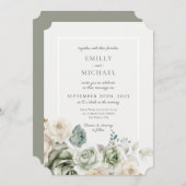 Elegante Sage Green Botanical Wedding Einladung (Vorne/Hinten)