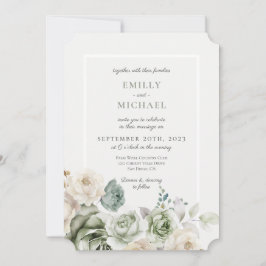 Elegante Sage Green Botanical Wedding Einladung