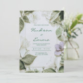 Elegante Sage Green Botanical Wedding Einladung (Stehend Vorderseite)