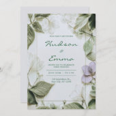 Elegante Sage Green Botanical Wedding Einladung (Vorne/Hinten)