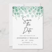Elegante Sage Green Botanical Wedding Save the Dat Einladung (Vorderseite)