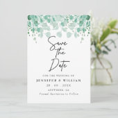 Elegante Sage Green Botanical Wedding Save the Dat Einladung (Stehend Vorderseite)