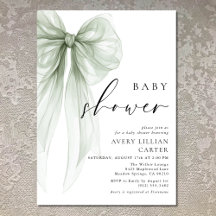 Elegante Sage Green Bow Baby Shower