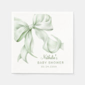 Elegante Sage Green Bow Baby Shower Serviette (Vorderseite)