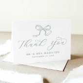 Elegante Sage Green Bow Wedding Dankeskarte