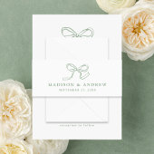 Elegante Sage Green Bow Wedding Einladungsbanderole