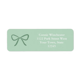 Elegante Sage Green Bow White Text Rücksendeadress