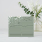 Elegante Sage Green Brautparty Rezept Card (Stehend Vorderseite)
