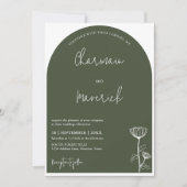 Elegante Sage Green Budget QR Code Hochzeit Einladung (Vorderseite)