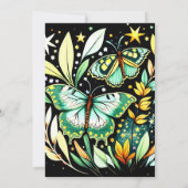 Elegante Sage Green Butterfly Geburtstag Einladung (Rückseite)