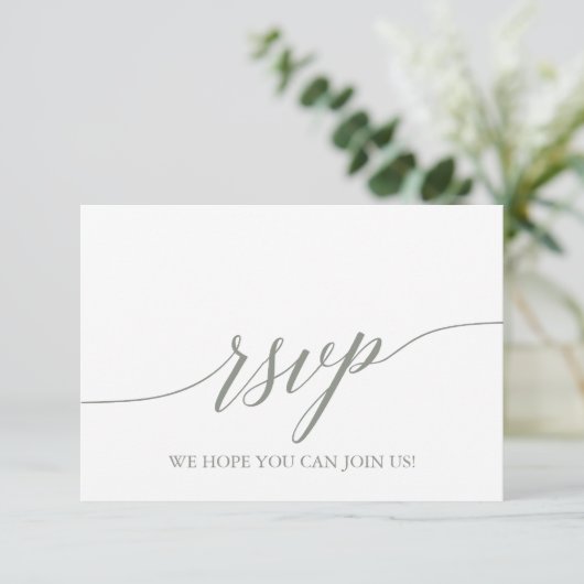 Elegante Sage Green Calligraphy Menü UAWG RSVP Karte (Stehend Vorderseite)