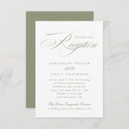 Elegante Sage Green Calligraphy Wedding Reception Begleitkarte