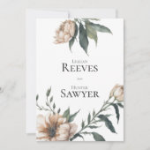 Elegante Sage Green Champagne Peony Floral Wedding Einladung (Vorderseite)