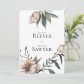 Elegante Sage Green Champagne Peony Floral Wedding Einladung (Stehend Vorderseite)