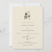 Elegante Sage Green Champagne Wedding Einladung (Vorderseite)