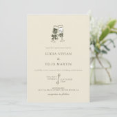 Elegante Sage Green Champagne Wedding Einladung (Stehend Vorderseite)