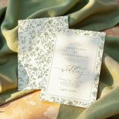 Elegante Sage Green Chinoiserie Hochzeit Einladung