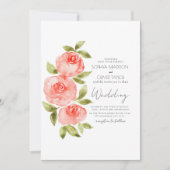 Elegante Sage Green Coral Boho Floral Wedding Einladung (Vorderseite)