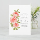 Elegante Sage Green Coral Boho Floral Wedding Einladung (Stehend Vorderseite)