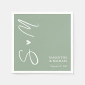 Elegante Sage Green Custom Initials Wedding Napkin Serviette (Vorderseite)