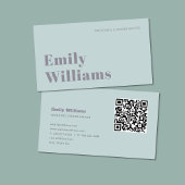 Elegante Sage Green Einfach Beruflich | QR-Code Visitenkarte