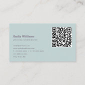 Elegante Sage Green Einfach Beruflich | QR-Code Visitenkarte (Rückseite)