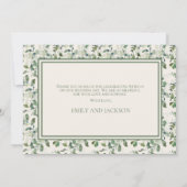 Elegante Sage Green Eucalyptus Blätter Cream Weddi Dankeskarte (Rückseite)